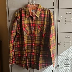 Men or unisex plaid flannel button down shirt